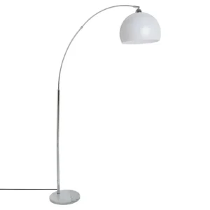 LAMPADAIRE ARC GEDA MÉTALLIQUE ET MARBRE 1.85M