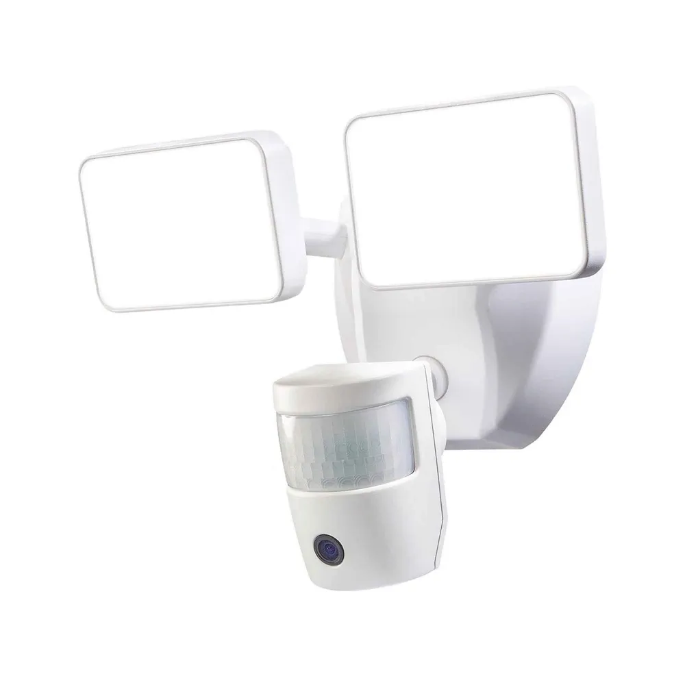 Résistant aux Chocs Luminaire de sécurité d’extérieur avec détecteur de mouvement et caméra vidéo Wi-Fi, blanc