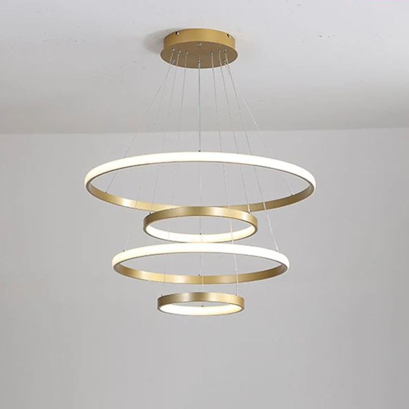 31,5"/39" breiter 4-stufiger Wohnzimmer-Hängelampen-Acryl-Postmodern-LED-Hängeleuchter Or fin