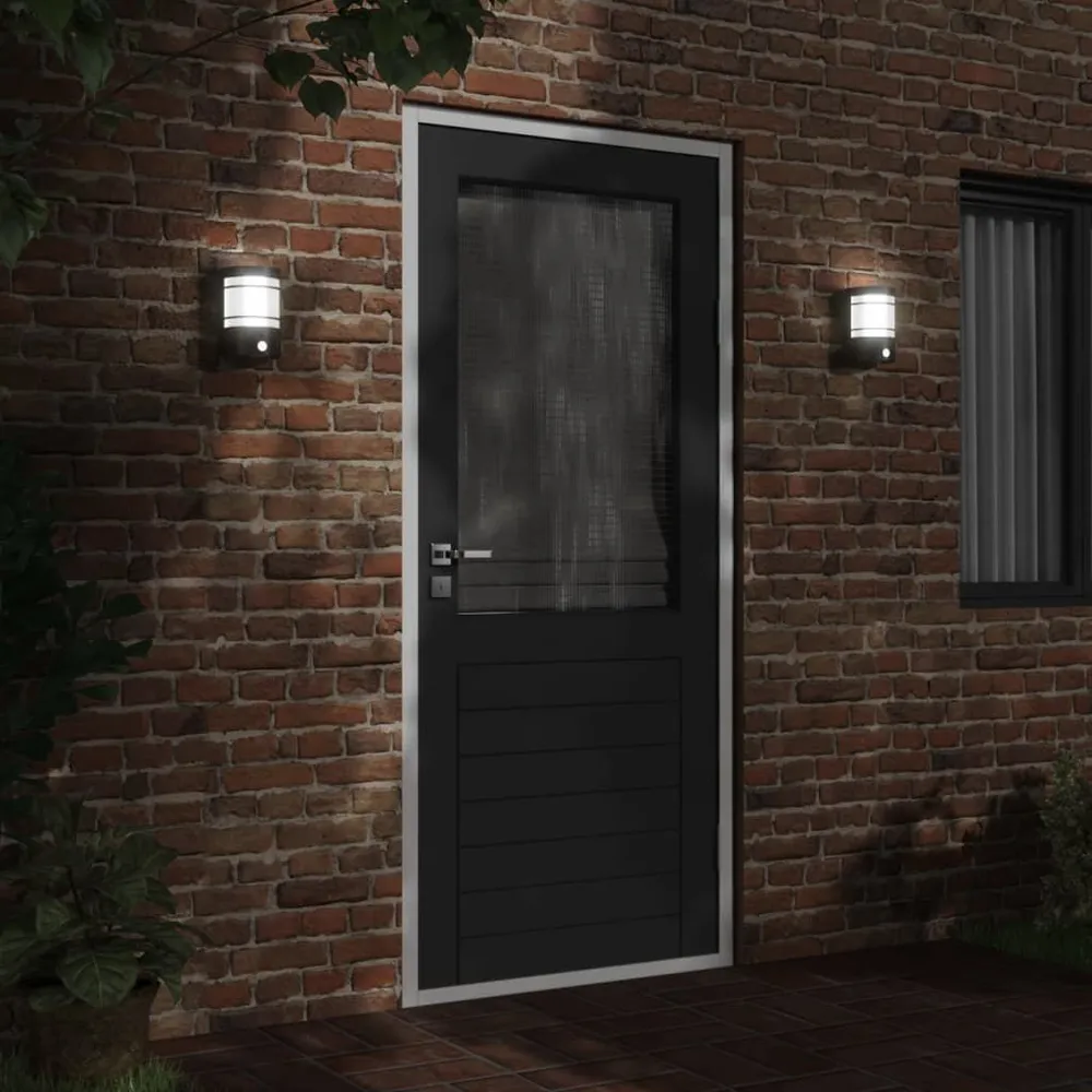 Applique murale d'extérieur avec capteur noir acier inoxydable