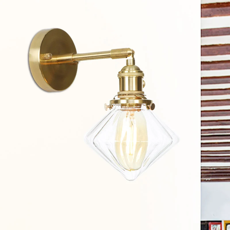 Applique murale Gem en verre nervuré transparent, 1 lumière, style vintage, pour l'extérieur, pour porche