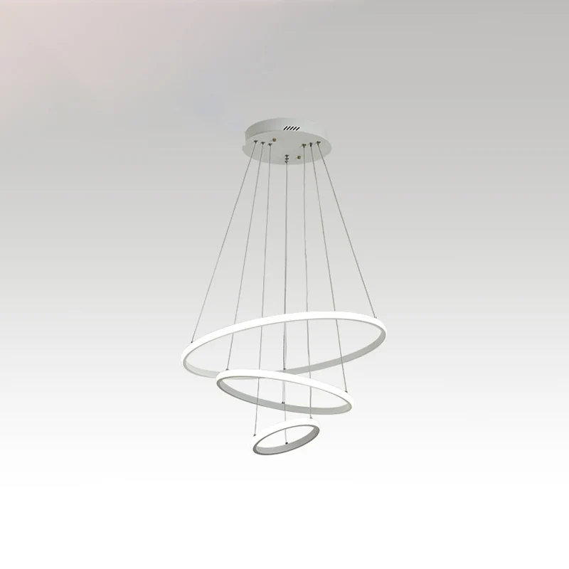 Éclairage suspendu Halo minimaliste en acrylique, lustre LED à 3 têtes pour Restaurant