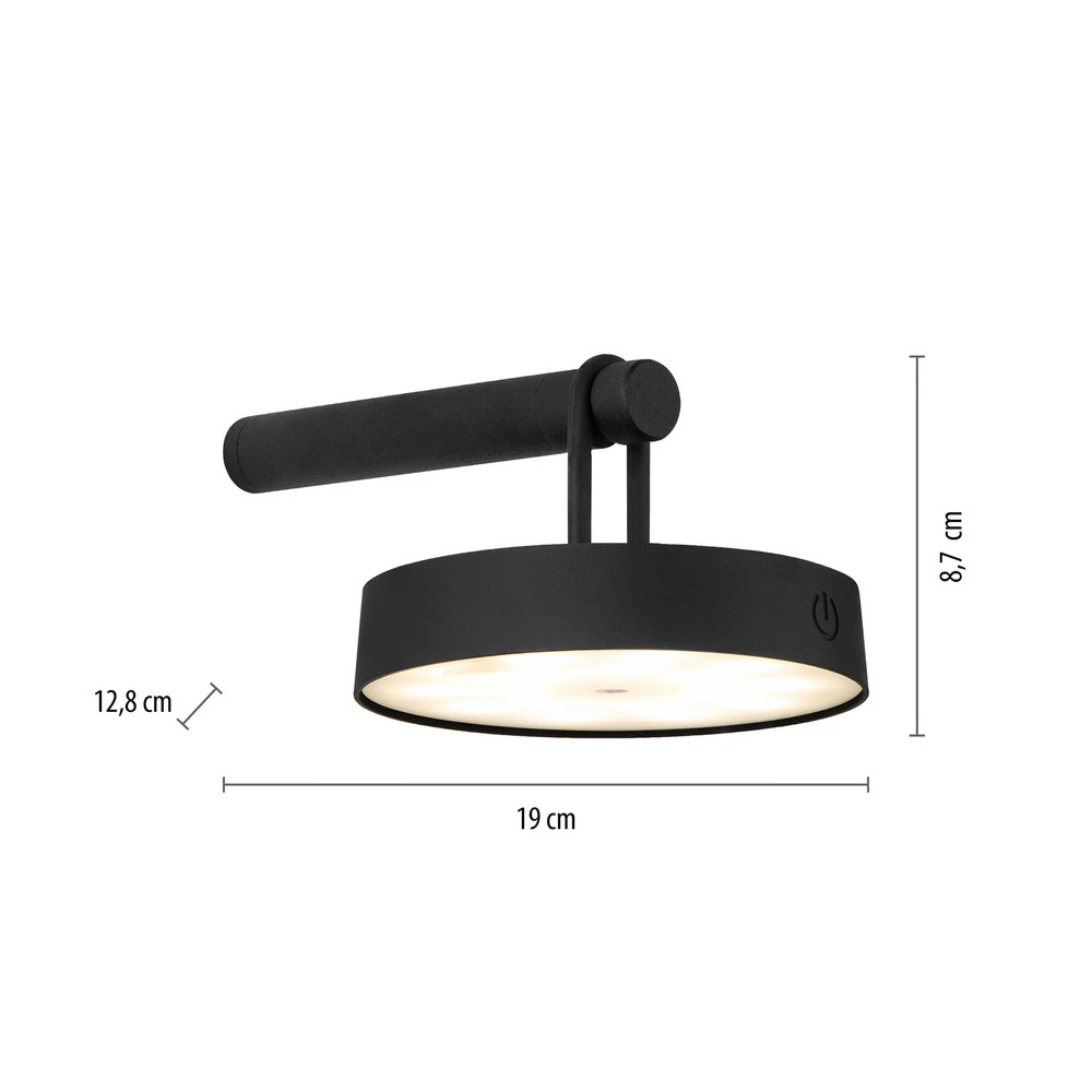 JUST LIGHT. Applique murale LED à autonomie renouvelable Arma, noir Plastique IP44