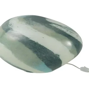 Lampe Dany Lignes Ovale Verre Bleu-Vert - L 40 x l 30 x H 24 cm