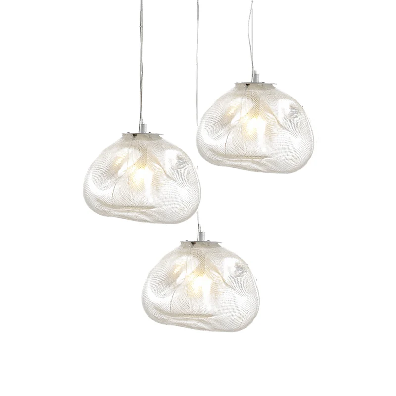 Lampe suspendue contemporaine en forme de nuage, 8/12 pouces, en verre soufflé à la main, transparent/gris fumé, 1 ampoule...