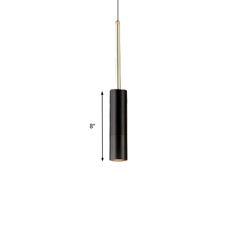 Lampe suspendue cylindrique en métal noir/blanc, minimaliste, LED, pour salon, blanc chaud/blanc, avec cordon réglable