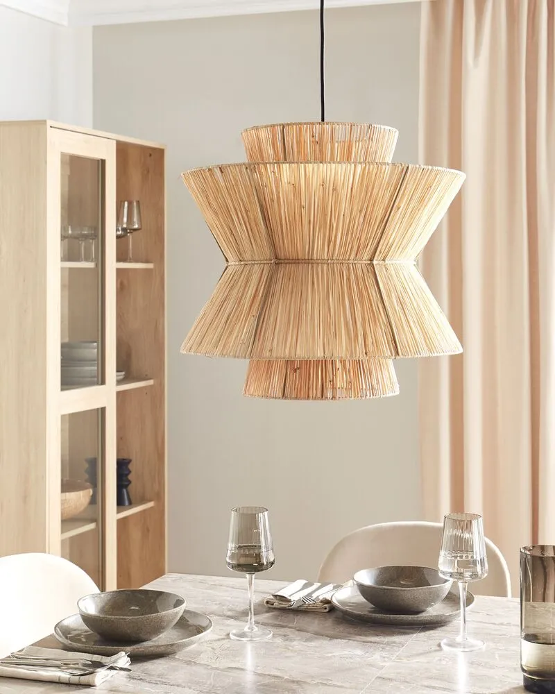 Lampe suspendue en paille naturel TELAMBA