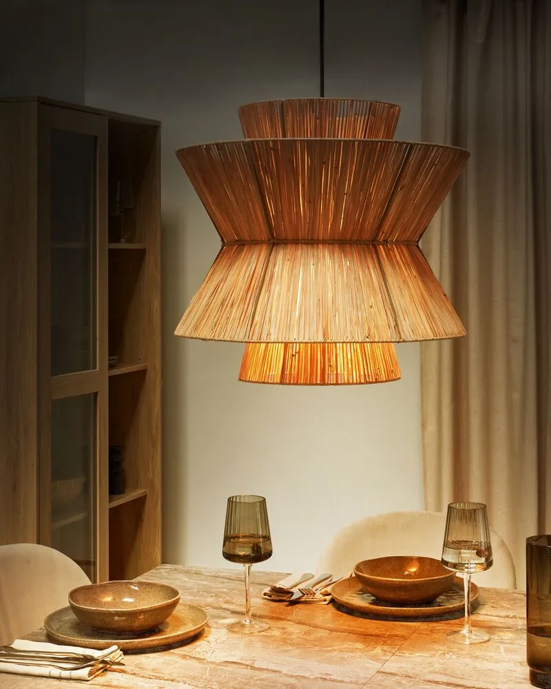Lampe suspendue en paille naturel TELAMBA