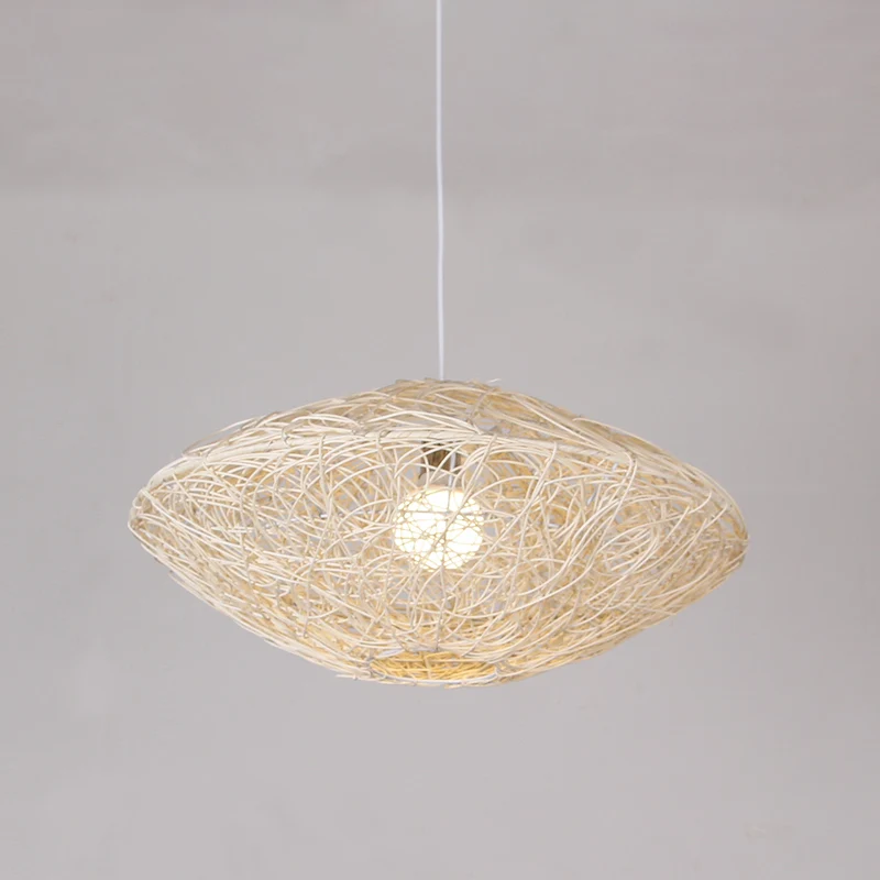 Lampe suspendue pour salon de thé à 1 tête, luminaire asiatique noir/blanc avec lanterne et abat-jour en rotin