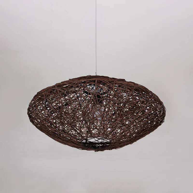 Lampe suspendue pour salon de thé à 1 tête, luminaire asiatique noir/blanc avec lanterne et abat-jour en rotin