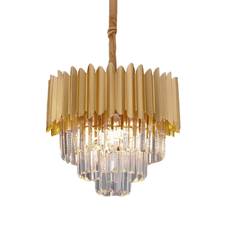 Lampe suspendue rectangulaire en cristal à facettes coniques, lustre de salon contemporain à 4/8 ampoules en or, 16 "/ 23,...