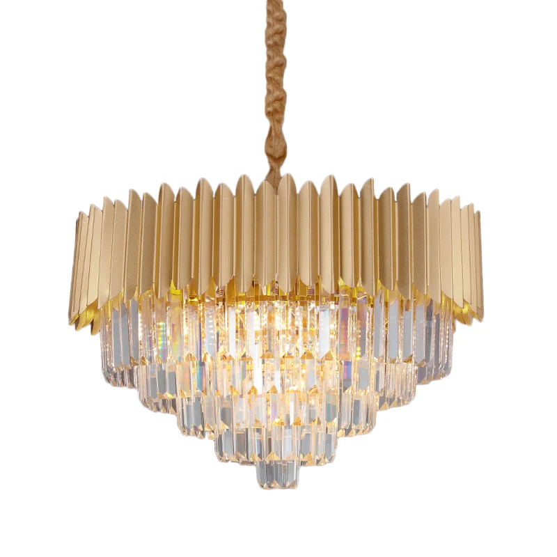 Lampe suspendue rectangulaire en cristal à facettes coniques, lustre de salon contemporain à 4/8 ampoules en or, 16 "/ 23,...