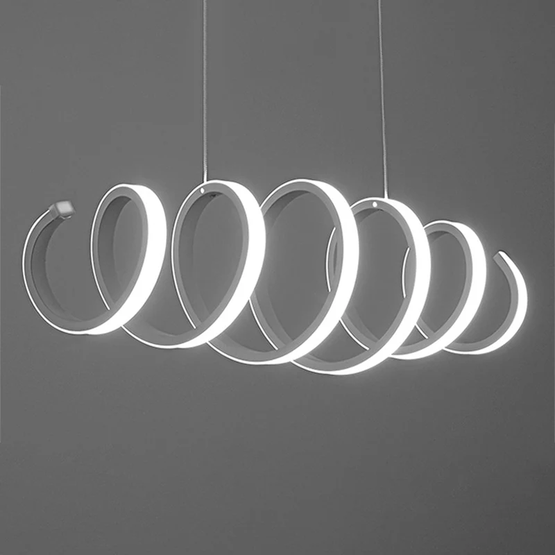 Lampe suspendue spirale LED Island, lampe suspendue minimaliste en métal blanc, lumière chaude/blanche