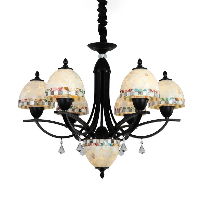 Lustre à dôme blanc, luminaire baroque, 4/7/9 lumières, lampe à Suspension en verre découpé à la main