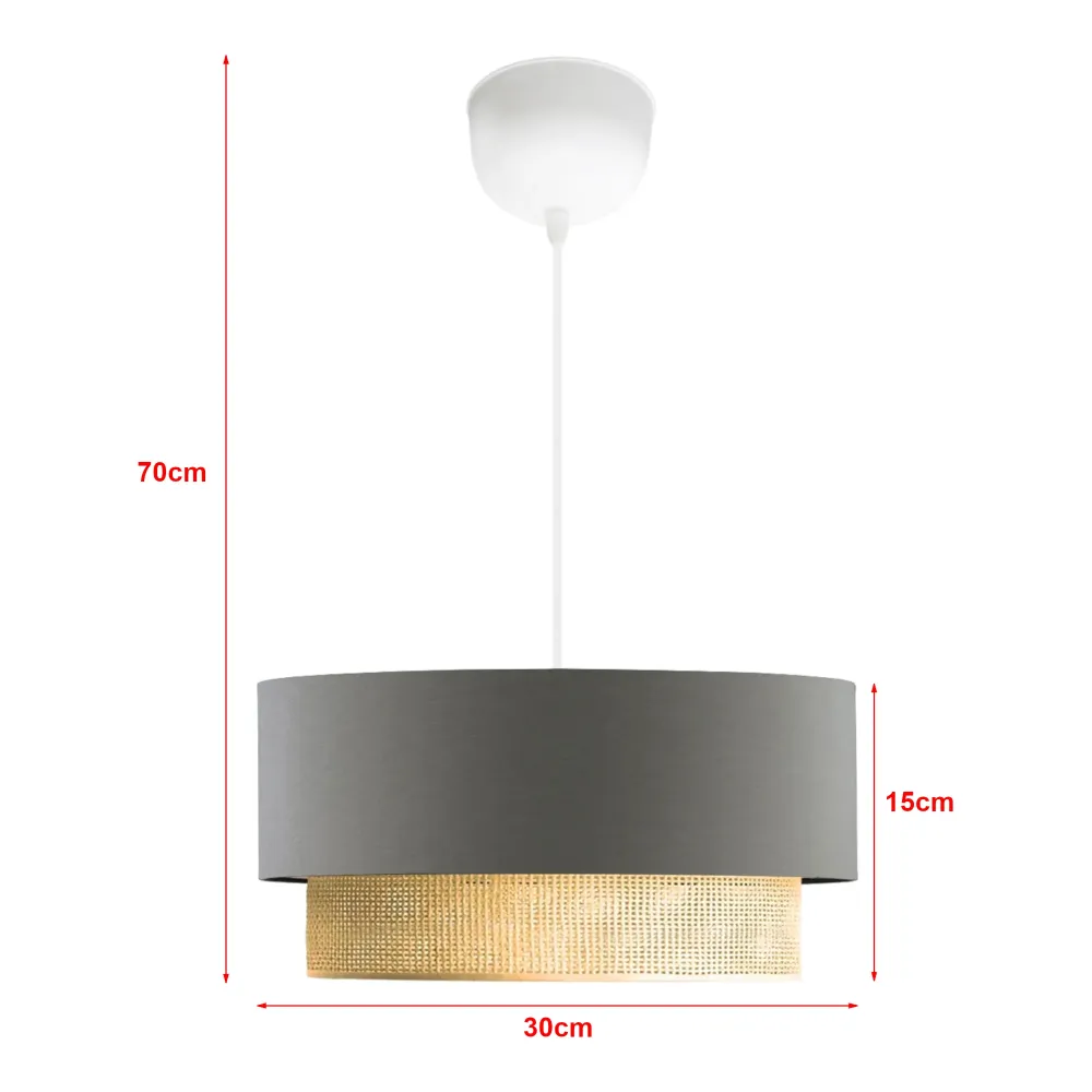 Lustre lampe lumière suspendu suspension E27 hauteur 70 cm gris / jaune 03_0007541