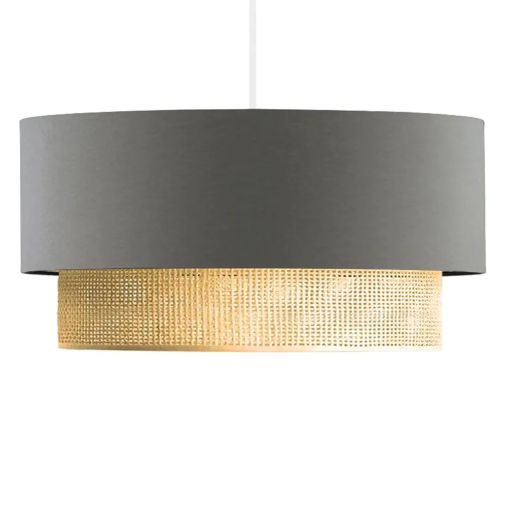 Lustre lampe lumière suspendu suspension E27 hauteur 70 cm gris / jaune 03_0007541