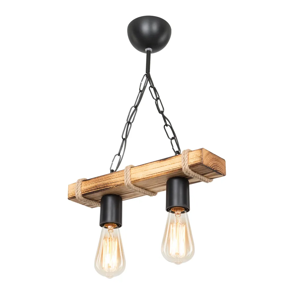Lustre lampe lumière suspendu suspension hemel en métal bois corde de jute hauteur 44 cm 2 x E27 03_0007493