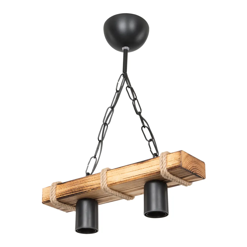 Lustre lampe lumière suspendu suspension hemel en métal bois corde de jute hauteur 44 cm 2 x E27 03_0007493
