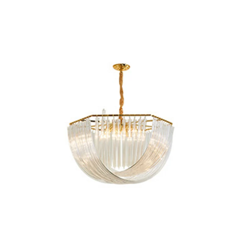 Lustre à pampilles à plusieurs niveaux en verre Voir à travers, lampes suspendues de Style cristal moderne pour salon avec...