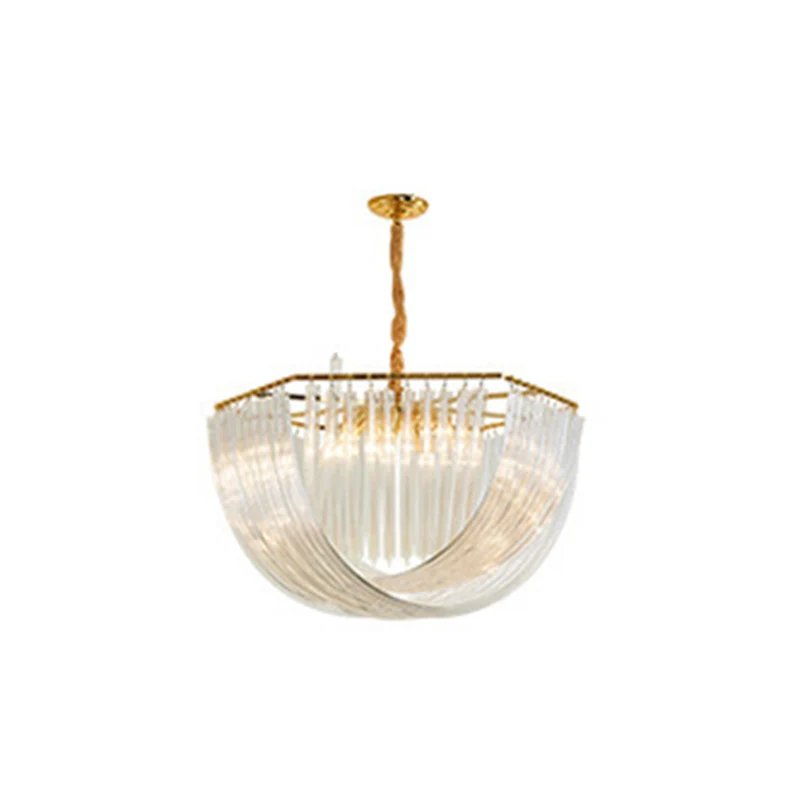 Lustre à pampilles à plusieurs niveaux en verre Voir à travers, lampes suspendues de Style cristal moderne pour salon avec...