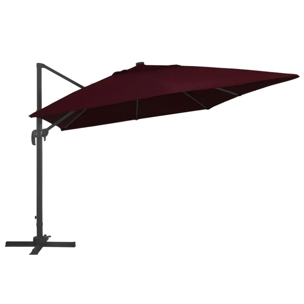 Parasol déporté avec lumières led rouge bordeaux 400 x 300 cm 02_0008459