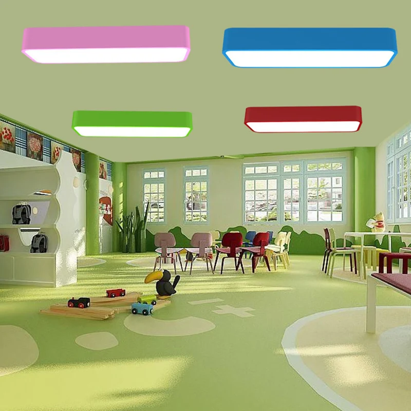 Rechteckige Unterputzleuchte Macaron Acryl Gelb/Blau/Rosa LED-Deckenbeleuchtung für den Kindergarten