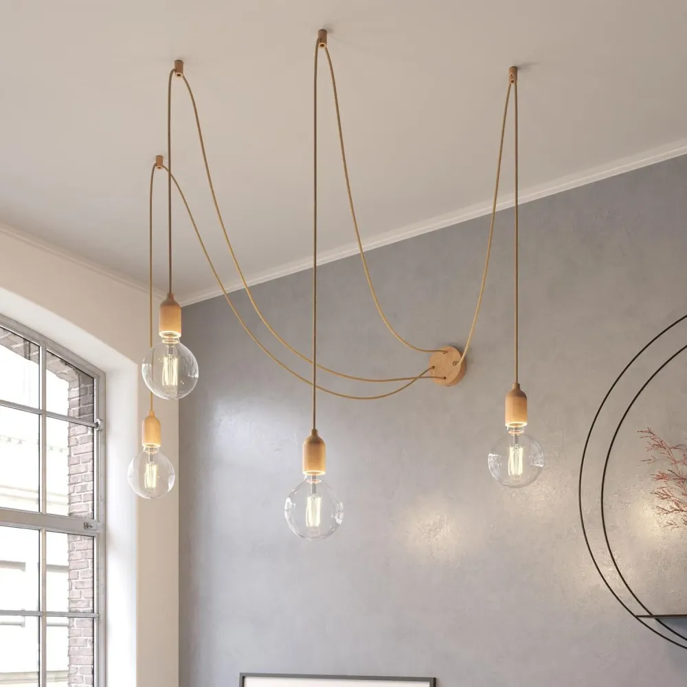 Suspension en bois et textile pour éclairage LED Spider Creative-Cables SPL114RN06DCGL