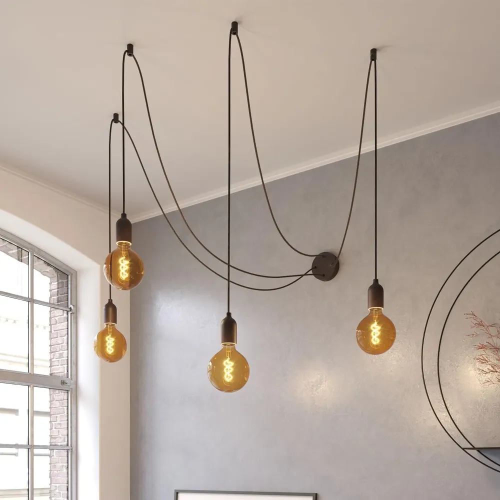 Suspension en bois et textile pour éclairage LED Spider Creative-Cables SPL114RN06DCGL