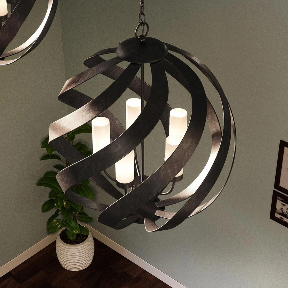 Suspension d'extérieur Blacksmith, Ø 66 cm, noir, à 5 lampes