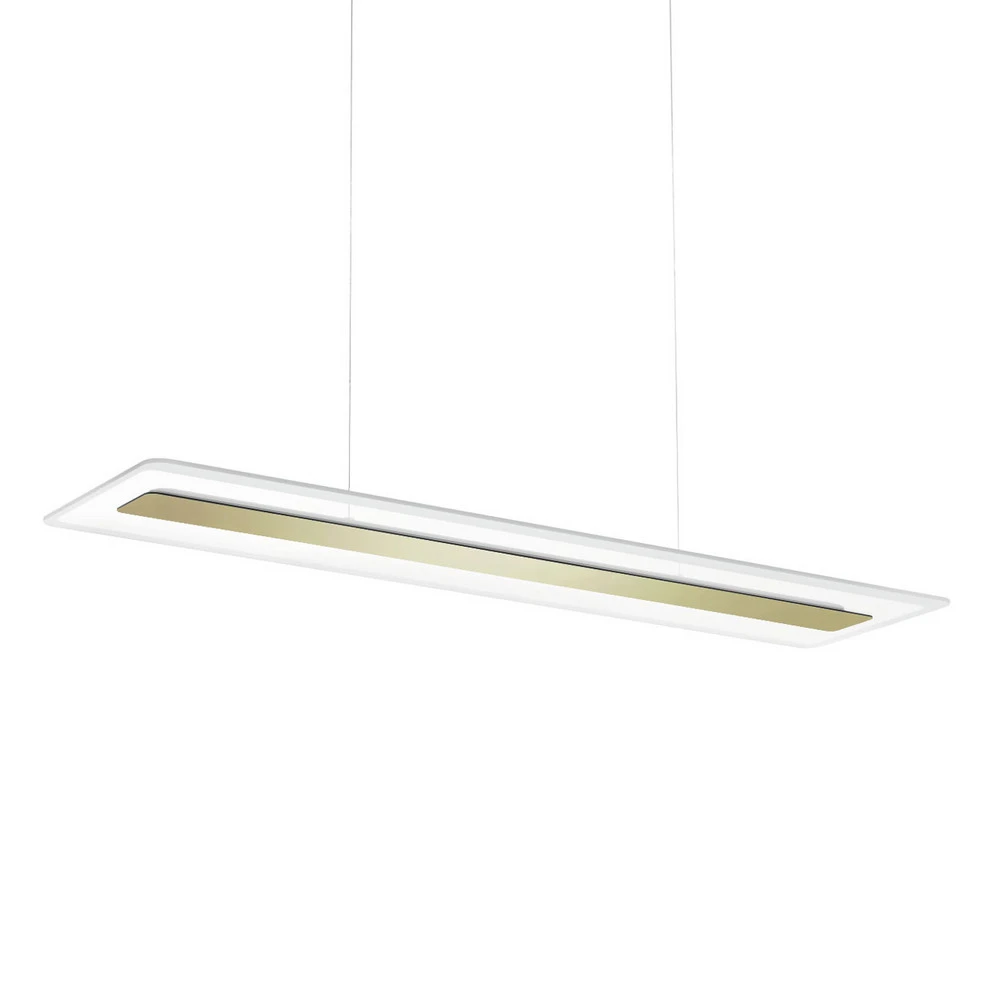 Suspension LED Antille verre rectangulaire dorée