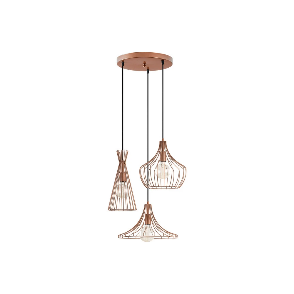 Suspension Mezopotamya N-1298 à 3 lampes cuivre