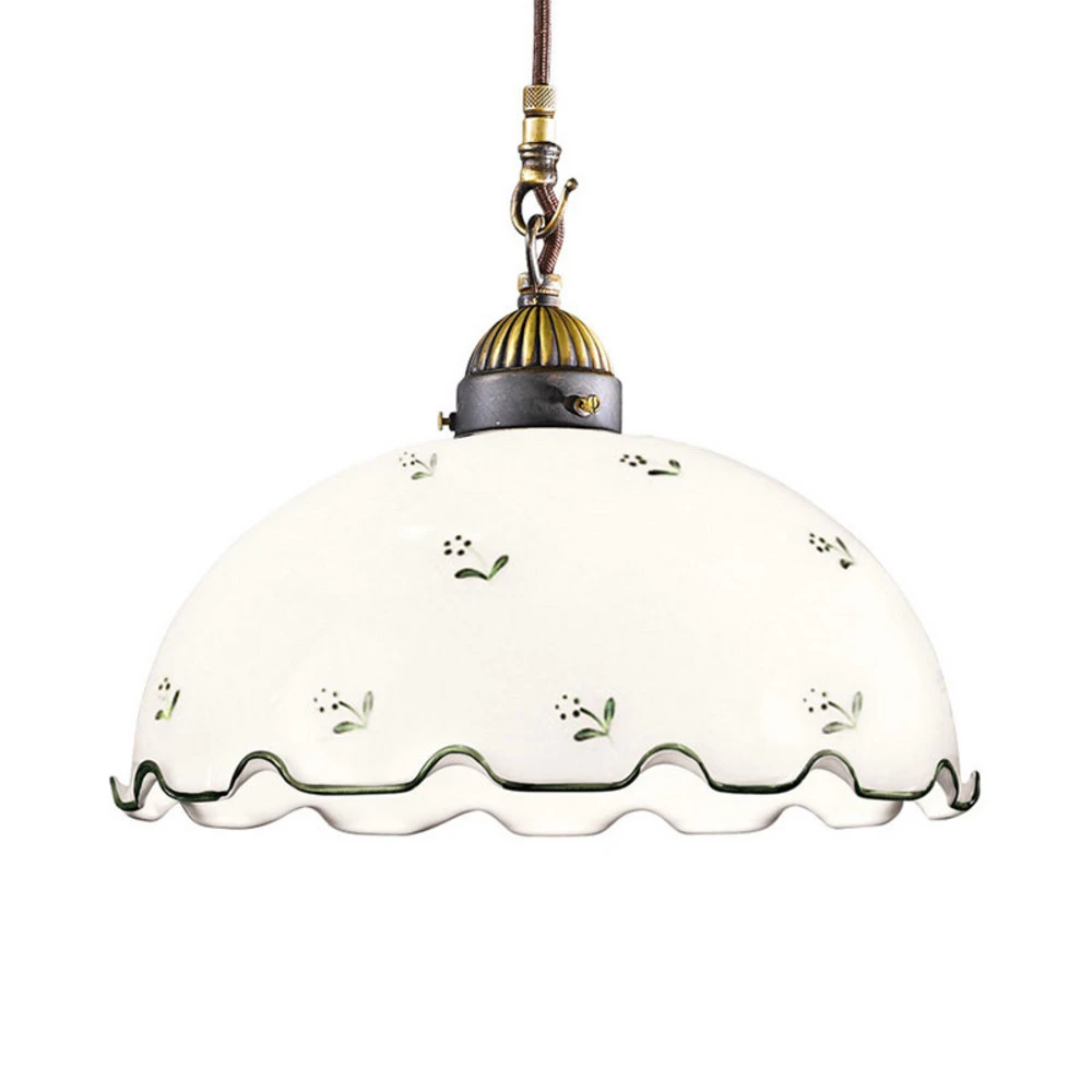 Suspension Nonna à fleurs Ø 30 cm à 1 lampe verte