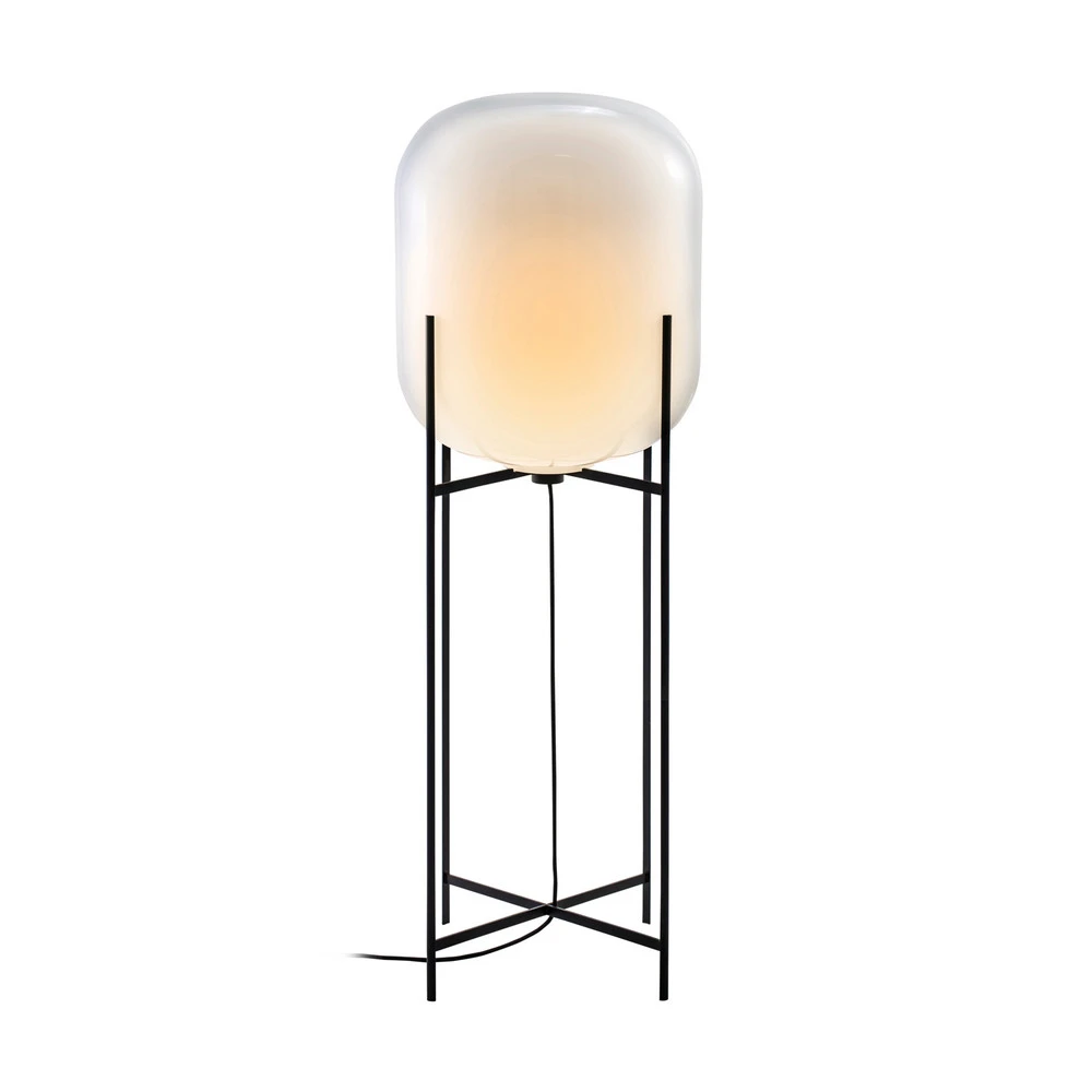 Abat-jour conique pulpo lampe sur pied Oda Big, blanc/noir, hauteur 140 cm