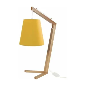 CHICKEN FOOT - Lampe de chevet arqué bois naturel et jaune - Certifié CE