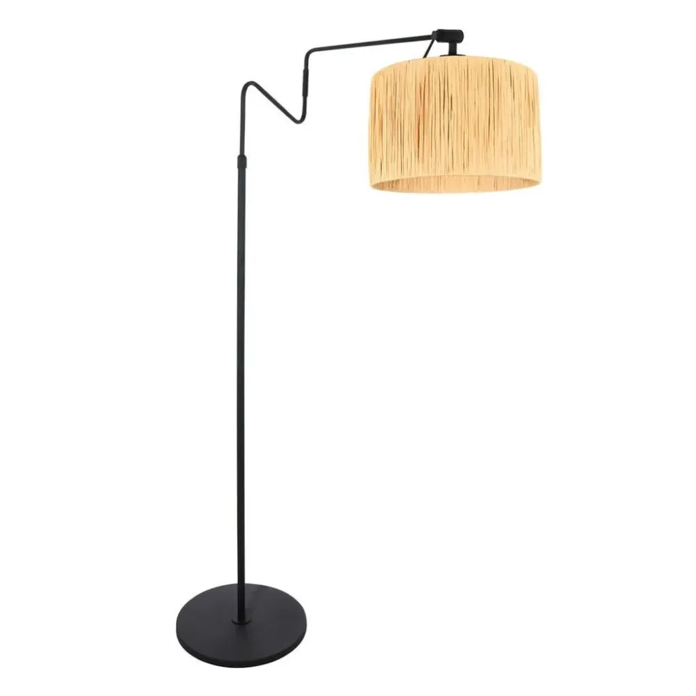 Design Contemporain Lampe Sur Pied Noire et Bois Ajustable Novateur | Kyle