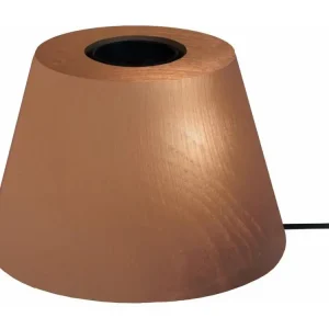 Design Contemporain Pied de lampe conique bois cuivre 7,5 cm.