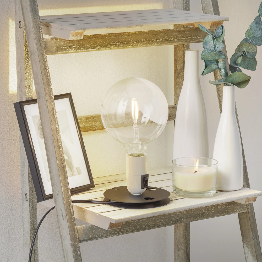 FLOS Lampadina lampe à table LED blanc, pied noir - Certifié CE