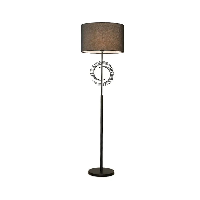 Haute Qualité Lampadaire circulaire blanc/noir Simplicity, lampe sur pied en métal à 1 ampoule avec abat-jour tambour en t...