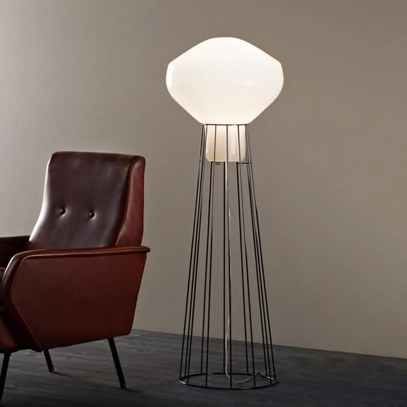 Haute Qualité Lampadaire géométrique noir/or Rose avec cage en dôme, lampe sur pied en métal Minimaliste à 1 ampoule pour...