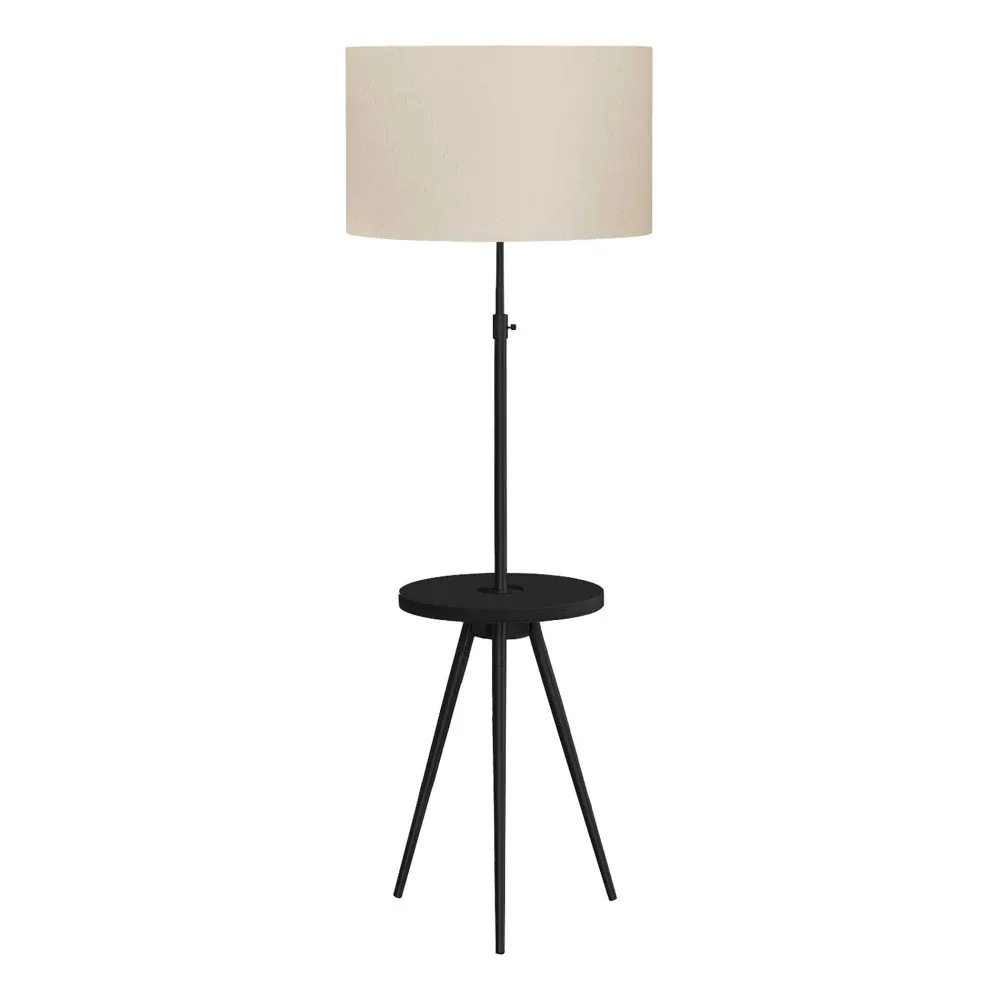 Haute Qualité Lampe sur pieds avec tablette ronde intégrée, 55'' à 66'' (noir et ivoire)