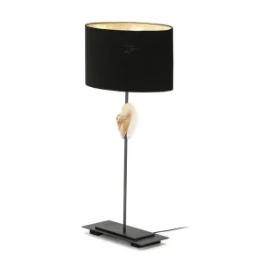 Haute Qualité Lampe de table tissu noir et pied métal gris Kontir