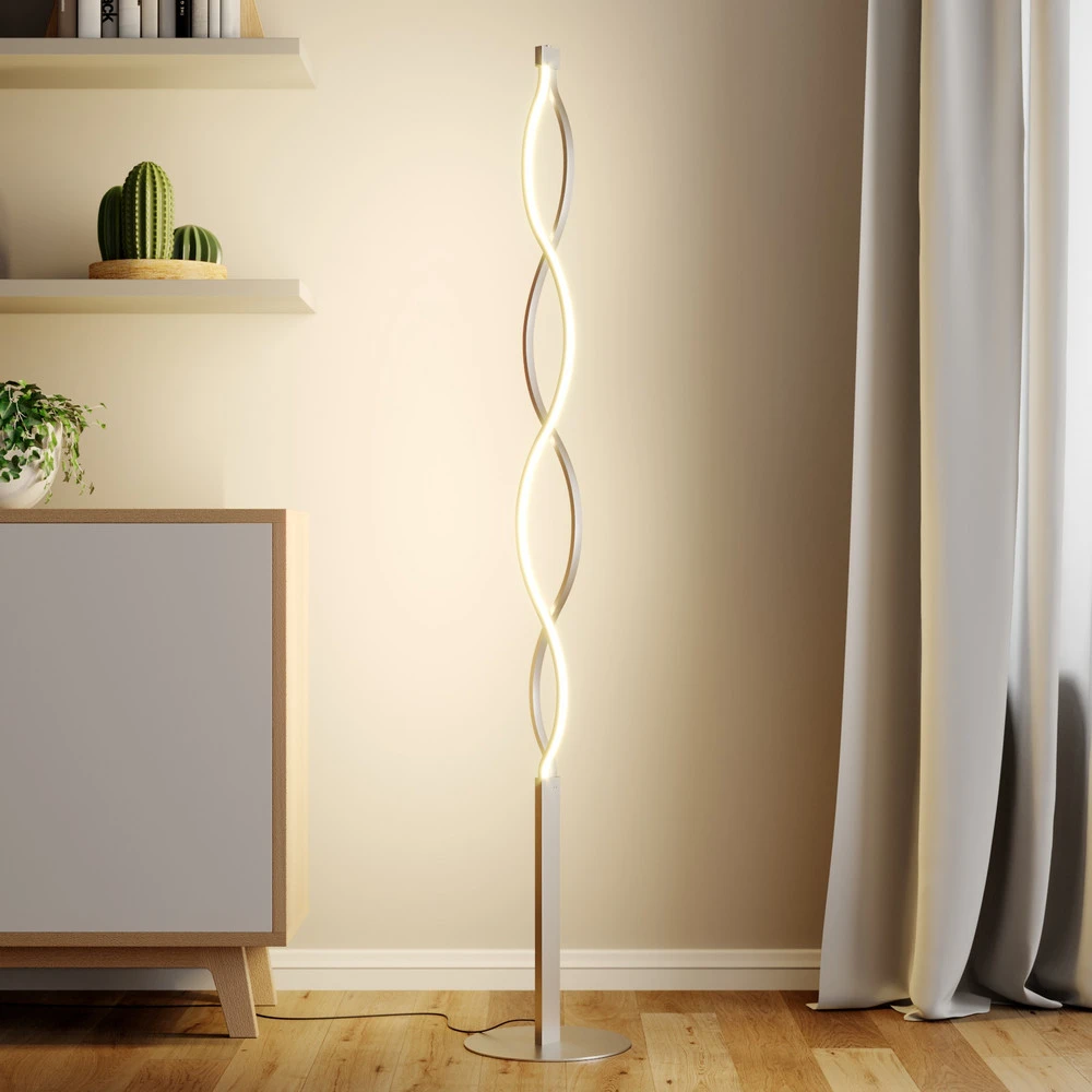 Haute Qualité Lindby lampe sur pied LED Auron, couleur nickel, métal, variateur à