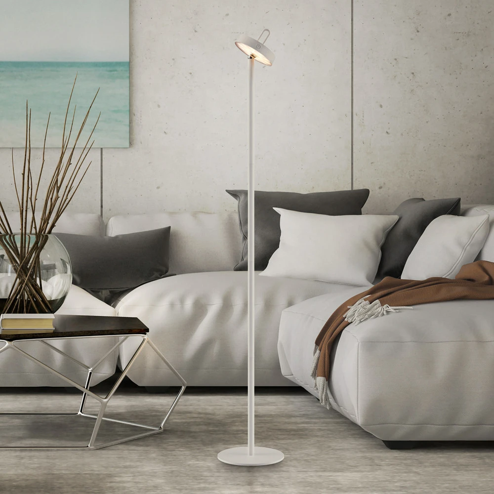 JUST LIGHT. Lampe sur pied LED accumulateur Amag, fer gris-beige IP44 | Dimmable | Haute luminosité
