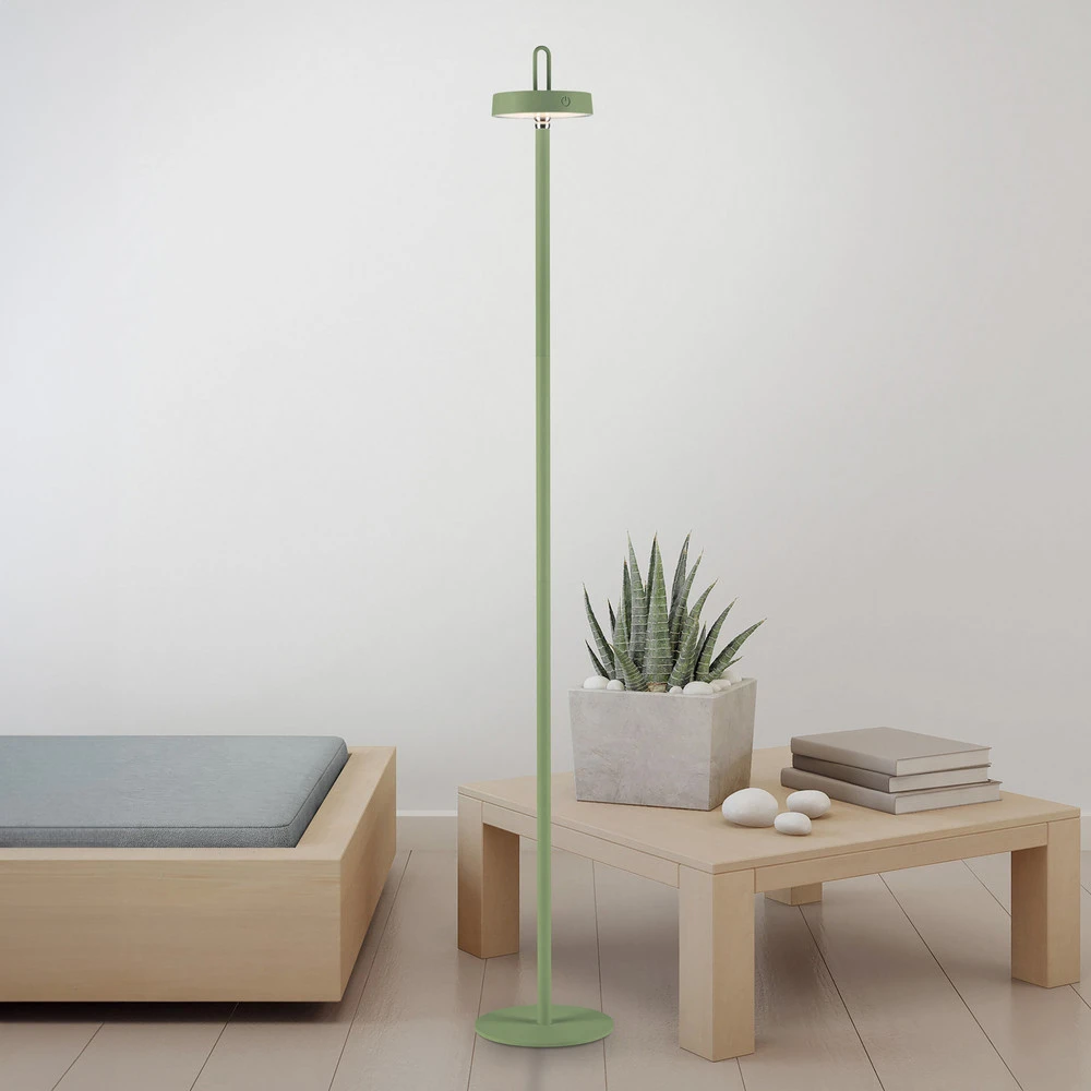 JUST LIGHT. Lampe sur pied LED accumulateur Amag, vert, fer, IP44