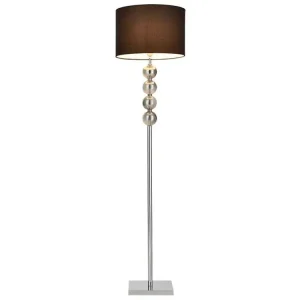 Lampadaire lampe à pied métal poli tissu chromé 155 cm noir 03_0002448 en lin naturel