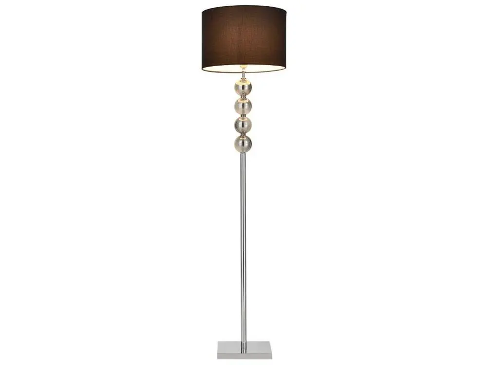 Lampadaire lampe à pied métal poli tissu chromé 155 cm noir 03_0002448 en lin naturel