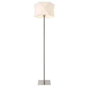 Lampadaire lampe à pied métal toile acier chromé 152 cm blanc 03_0002440