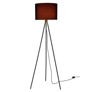 lampadaire (1 x socle E27)(150cm x 60cm) abat-jour (noir) parasol et lampadaire à trois pieds 03_0002425 avec câble textile