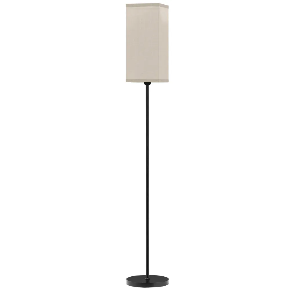 Lampadaire sur pied salon, lampe salon sur pied, avec abat-jour chamois effet lin, interrupteur, pour chambre à coucher, noir