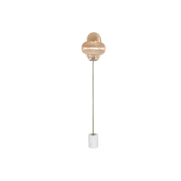 Lampadaire en Verre Ambre et Pied Marbre Blanc (35 x 35 x 160 cm) pour éclairage d'ambiance